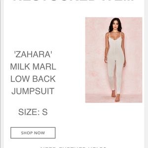 House of CB- Zahara Milk Marl Low Back Jumpsuit. S